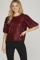 Puff Half Sleeve SequinTop