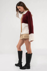 Mock Neck Colorblock Sweater