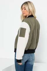 Sherpa Sleeve Quilted Bomber