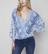 Charlie B Printed Overlap Blouse