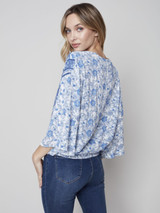 Charlie B Printed Overlap Blouse