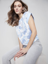 Charlie B Printed Linen Side Tie Top