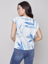 Charlie B Printed Jersey Front-Knot Top