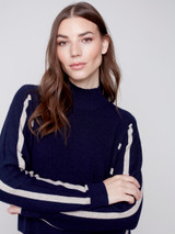 Charlie B Striped Turtleneck Sweater