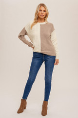 Color Block Rib & Cable Sweater