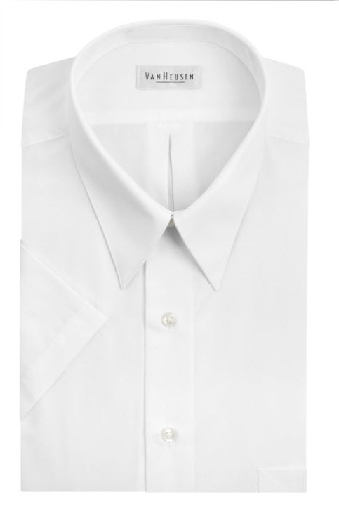 Van Heusen Short Sleeve Poplin Solid Dress Shirt - White