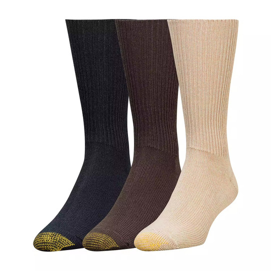 Mens Gold Toe Fluffy Sock - Extended Sizes - 3 Pack