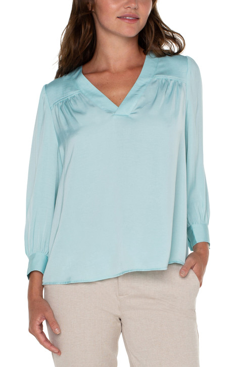 Liverpool V-neck Popover Woven Blouse