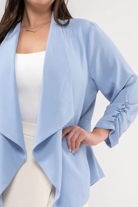 Blu Pepper Plus 3/4 Rouched Sleeve Blazer