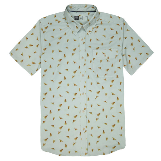 Dkota Grizzly Reel 4-Way Stretch Fly Print Shirt