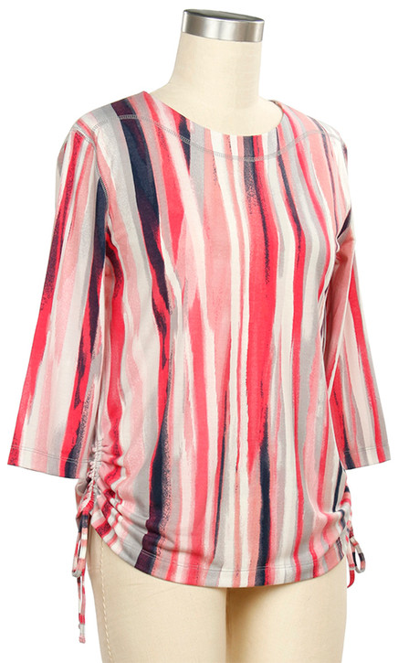 Links 3/4 Sleeve Vertical Stripe Top - 421C