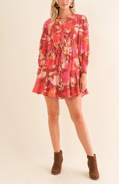 Cozy Co Floral Button Down Mini Dress