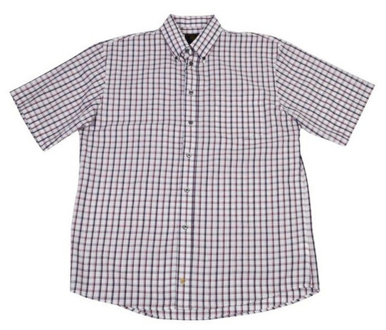 F/X Fusion Short Sleeve Oxford Check Shirt - White/Burgandy