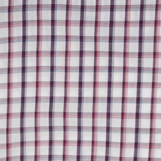 F/X Fusion Short Sleeve Oxford Check Shirt - White/Burgandy