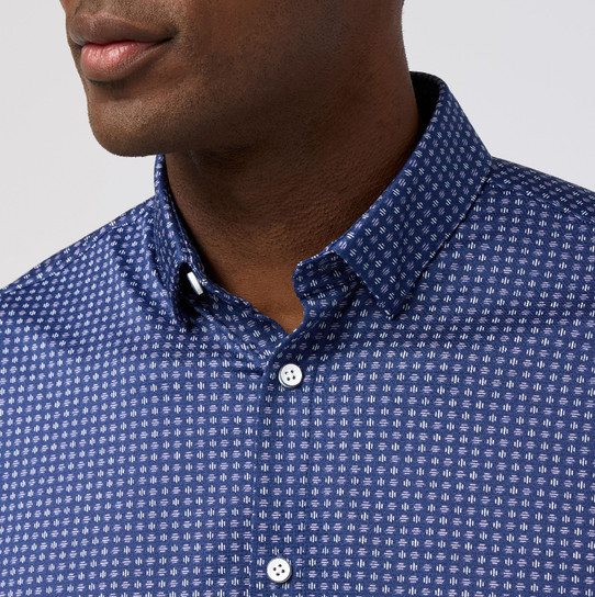 Mizzen+Main Halyard Short Sleeve Dress Shirt - Midnight Navy Circle