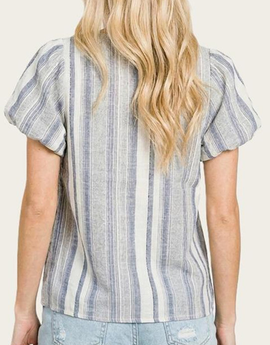Stacatto Balloon Sleeve Striped Blouse