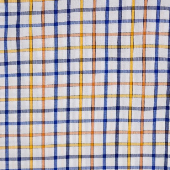 F/X Fusion B&T Short Sleeve Twill Check Shirt- White/Gold/Blue