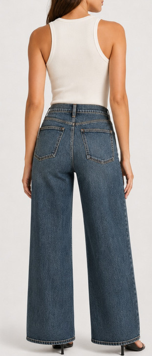 Silver V Front Wide Leg Jeans - L64904HDR236