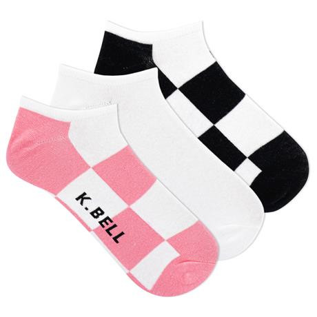 K bell Women's Big Checker No Show Sock