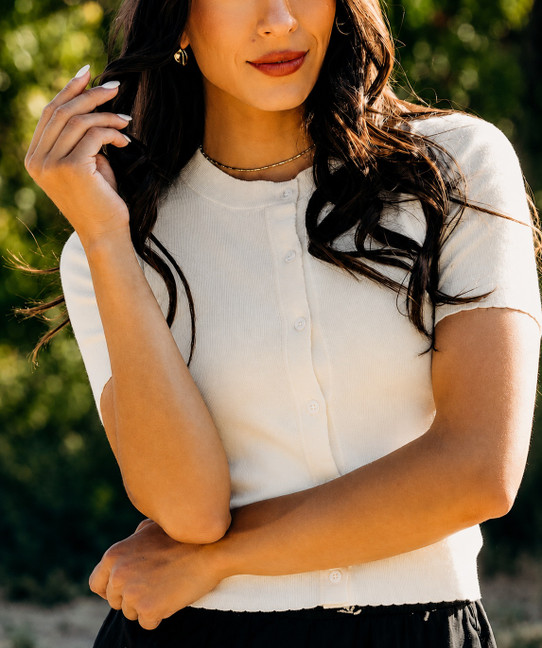 Mikarose Scalloped Cardi in Ivory