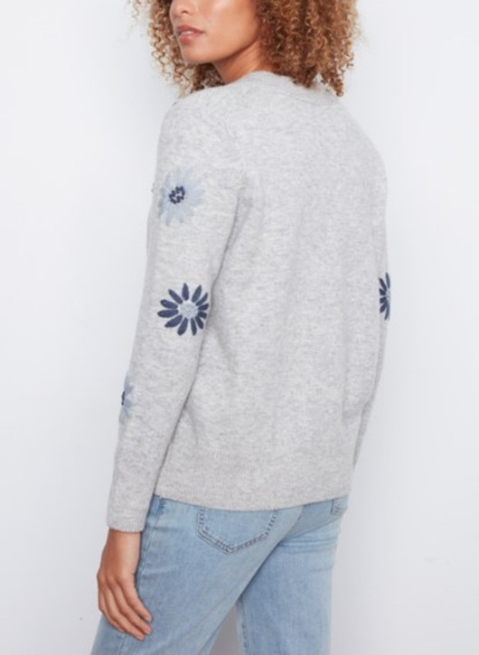 Charlie B Embroidered V-Neck Sweater