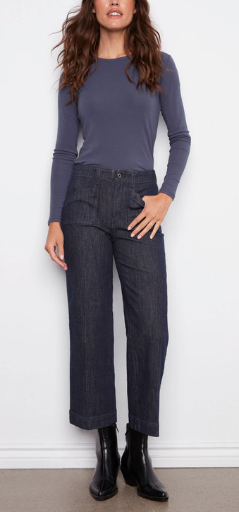 Charlie B Cropped Wide Leg Stretch Denim Jean