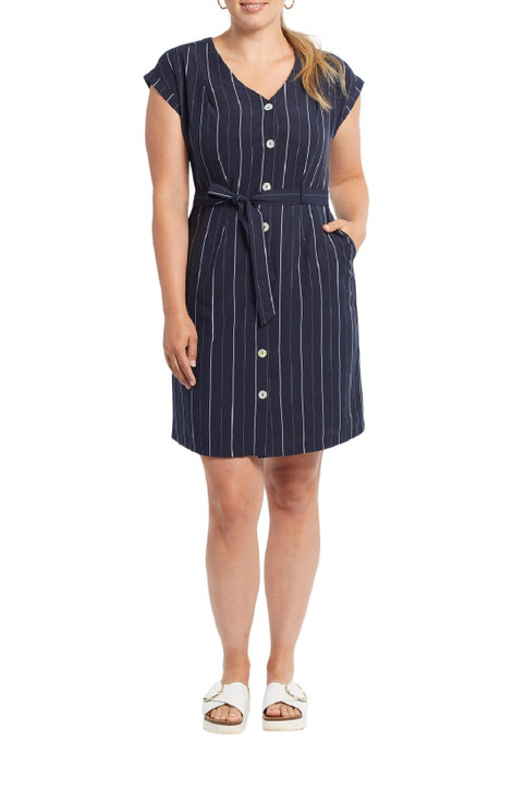 Tribal Button Front Nautical Dress