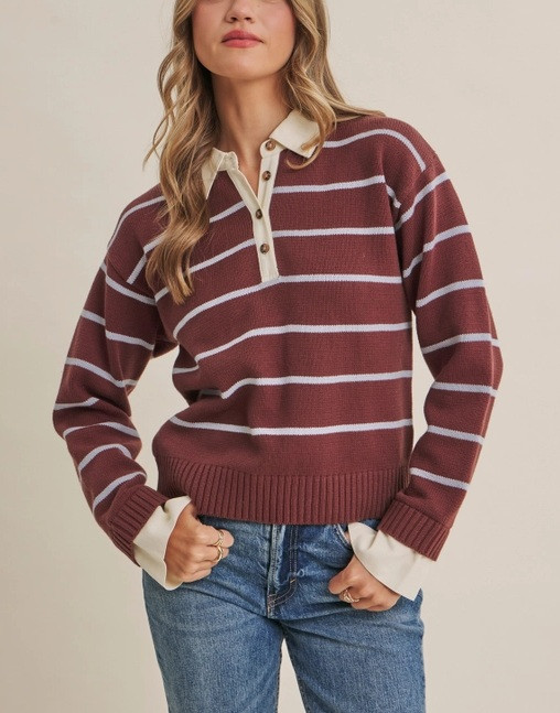 In February Stripe Rugby Sweater