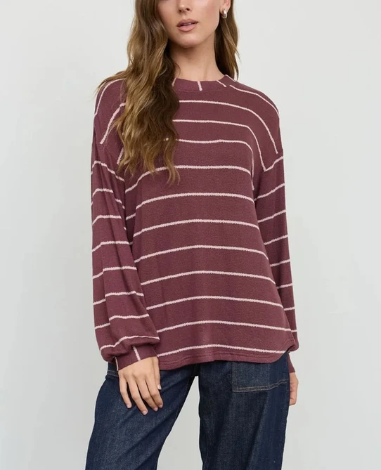 Blu Pepper Striped Relaxed Knit top