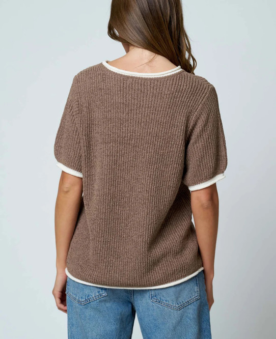 Blu Pepper Puff Sleeve Knit Sweater