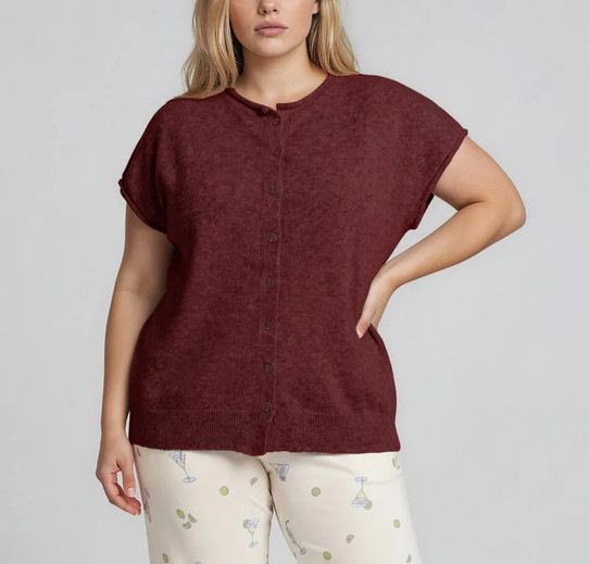 Blu Pepper Plus Raw Edge Sleeveless Cardigan