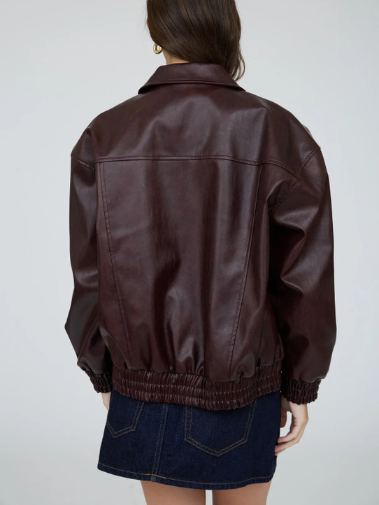 Blu Pepper Faux Leather Bomber Jacket