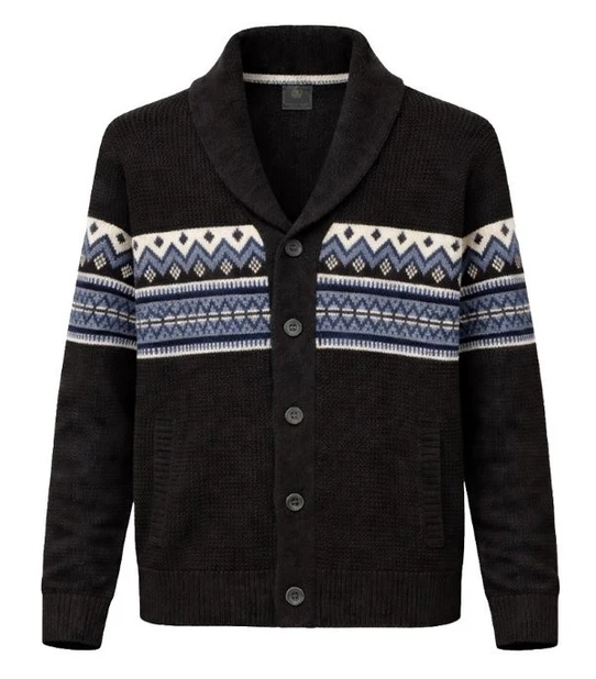 F/X Fusion Long Sleeve Fairisle Shawl Sweater