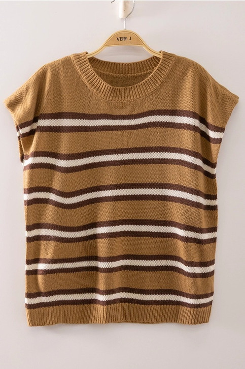 Very J Structured Shoulder Detail Stripe Vest