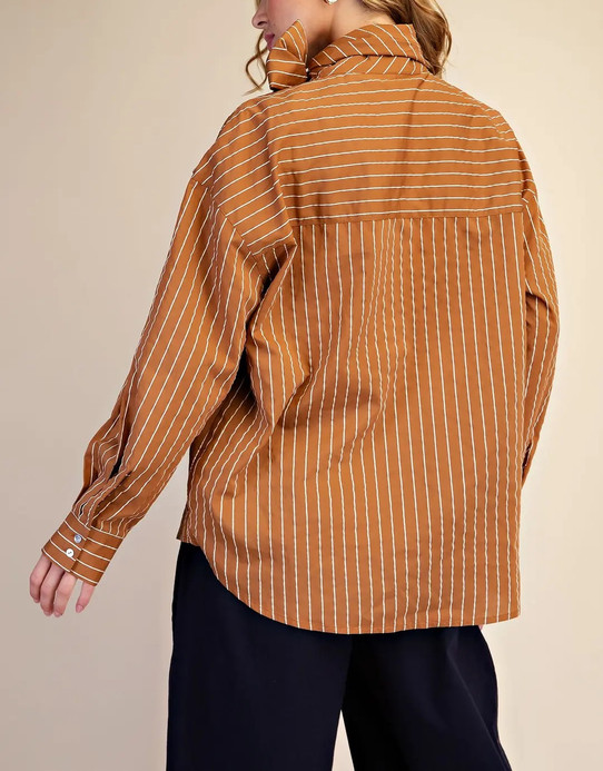 Glam High Neck Striped Shirt