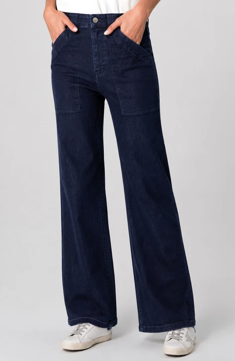 Liverpool Stride Wide Leg Trapunto Patch Jean