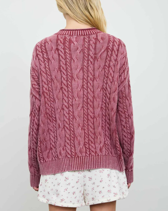 Blu Pepper Cable Knit Button Down Cardigan