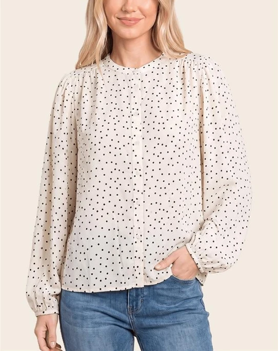 Staccato Ballon Sleeve Polka Dot Shirt