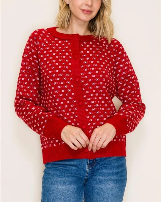 Staccato Button Down Snowflake Sweater