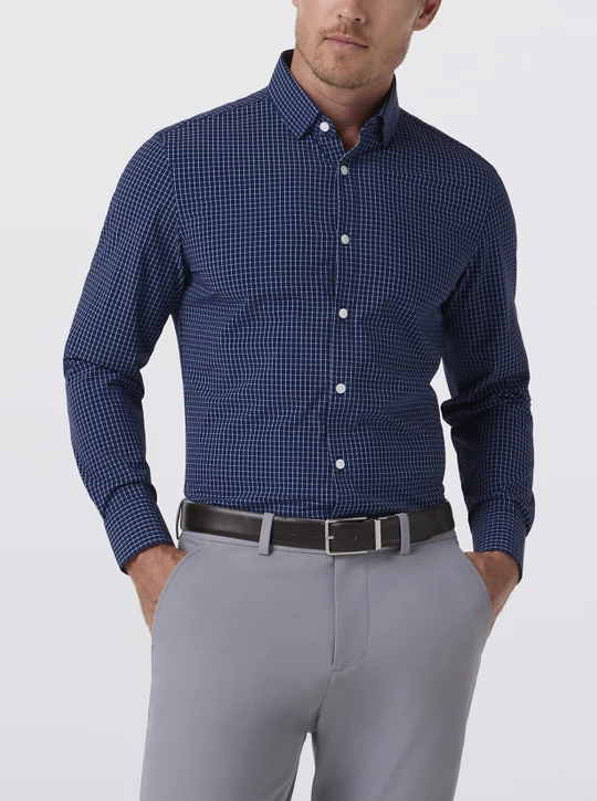 Mizzen+Main Leeward Dress Shirt - Midnight Navy Grid