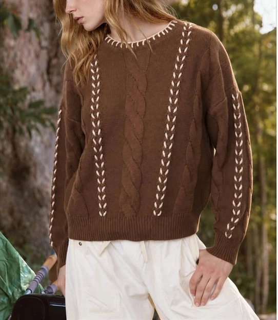 Blu Pepper Cable Knit Pullover Sweater