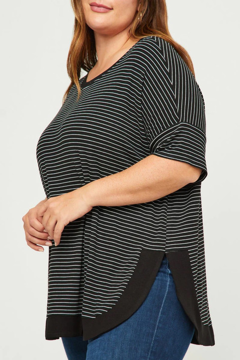 Plus Ribbed Stripe Top