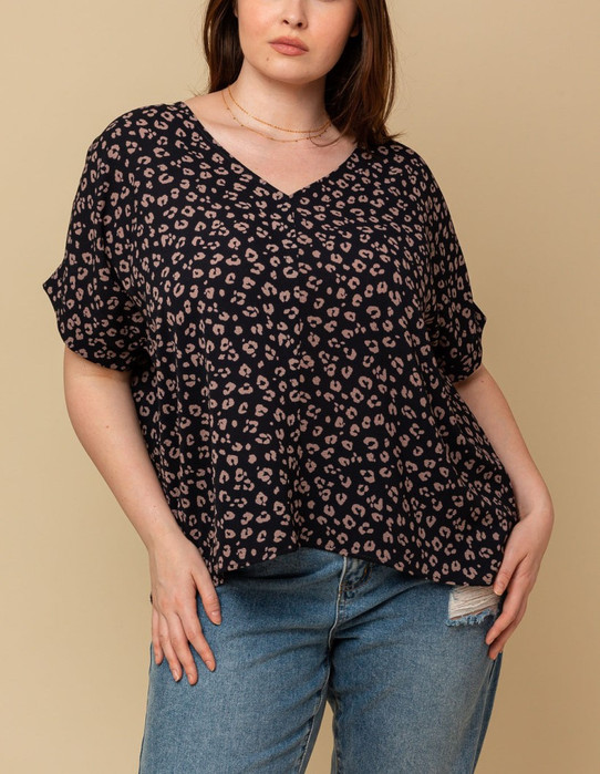 Plus Dolman Sleeve Animal Print Top