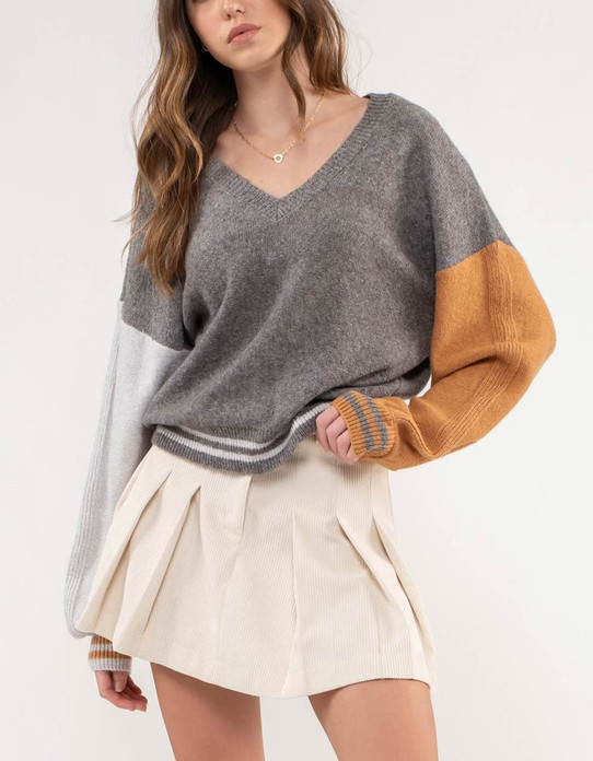 V-neck Colorblock Sweater