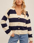 Hem & Thread Striped Boxy Cardigan - 35480