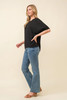 Cozy Co Contrast Hem Detail Dolman Sleeve