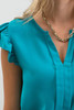 Blu Pepper Vertical Split Neck Ruffle Sleeve Top