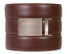 Medium Brown Leather Ratchet Belt & Buckle Set - Brushed Silver