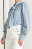 Flying Tomato Striped Woven Blouse With Tie