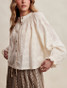 Listicle Floral Embroidered Cotton Peasant Blouse